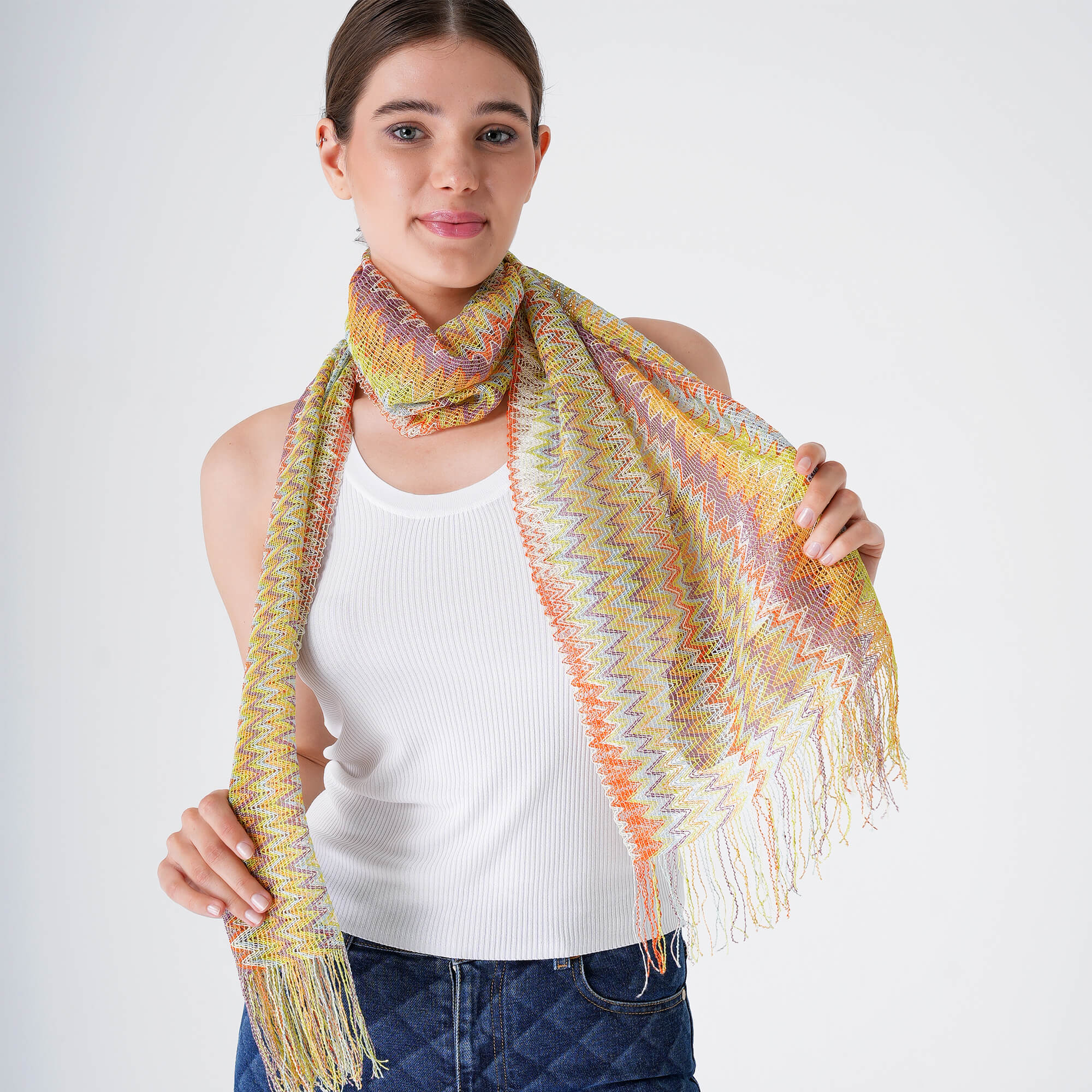 Missoni - Yellow&Orange Zigzag Viscose Shawl